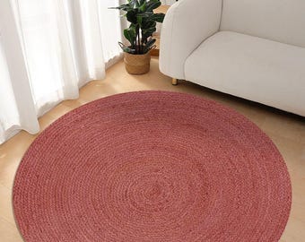 Handgevlochten jute vloerkleed: veelkleurig rond vloerkleed, minimalistisch boho-decor