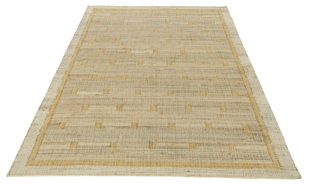 Modern Abstract Jute Rug | Beige Subtle Textured Carpet - Etsy