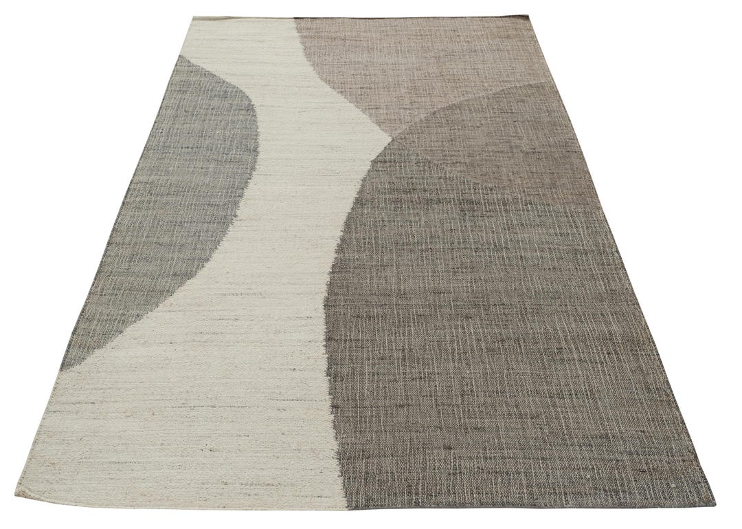 Modern Abstract Jute Rug | Beige & Grey Minimalist Living Room Decor - Etsy