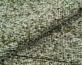 Handwoven Olive Green Wool Rug: Vintage-Inspired Textured Carpet