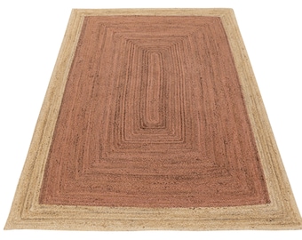 Tapete de juta terracota feito à mão: tapete boho em tons de terra