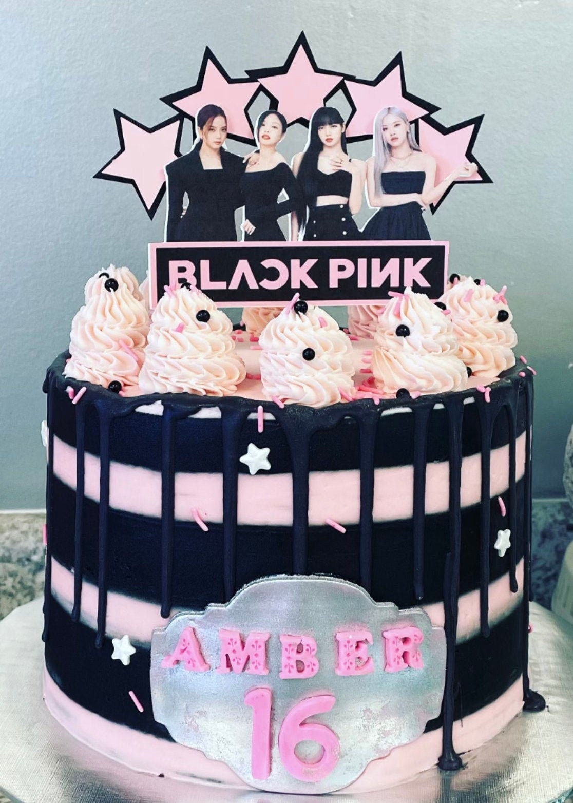 Black Pink Cake Topper | Etsy