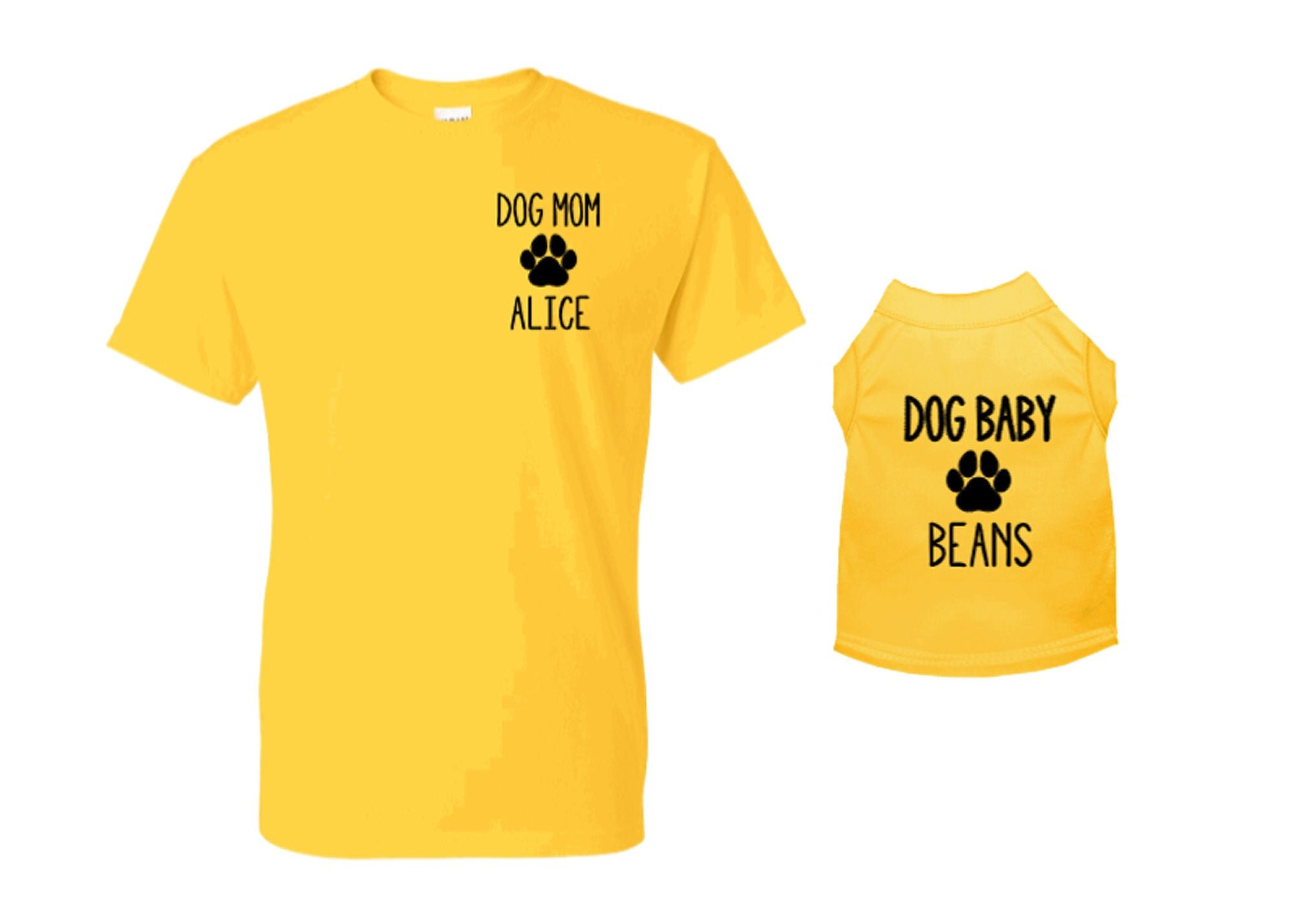 Personalized Matching Dog and Owner T-Shirts Yellow