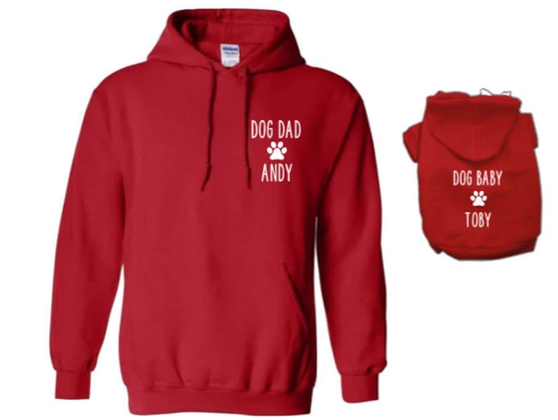Personalized Matching Dog and Owner Red Hoodies Etsy