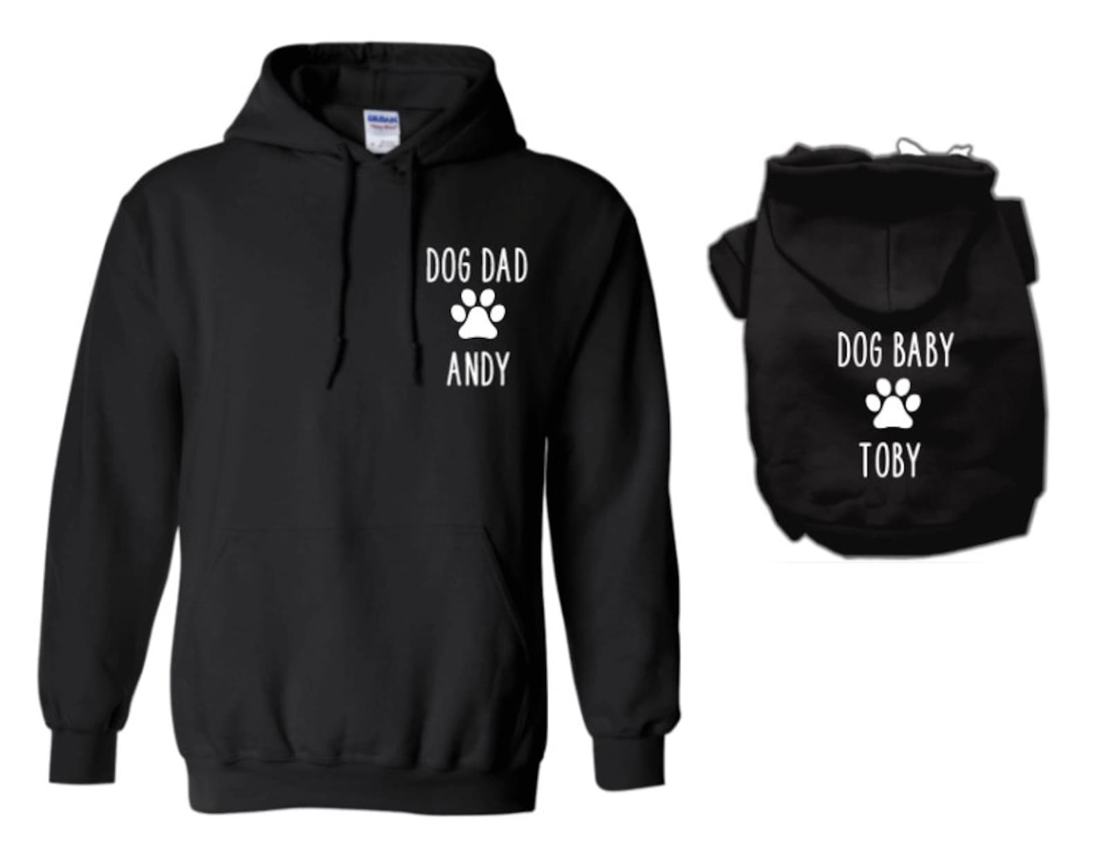 Personalized Matching Dog and Owner Black Hoodies Etsy