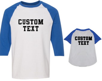 Matching Dog and Owner Blue Raglan/Baseball Shirts