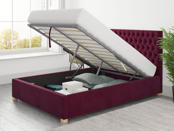 Aspire Beds Upholstered Monroe Fabric Ottoman Storage Bed