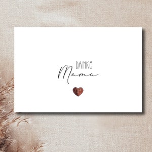 Karte mit goldenem Herz | Danke Mama | Karte Muttertag | DIN A6