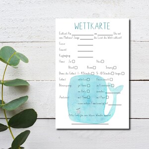 12 Wettkarten für die Babyparty | verschiedene Designs | Quiz | Spiel Baby Party | Baby Shower | Tippkarte |  Ratespiel | Schwangerschaft