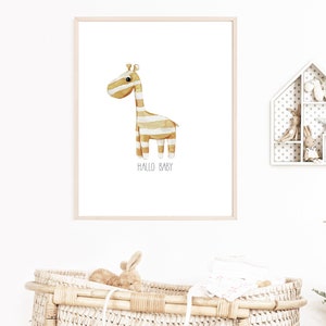 Tarjeta de felicitación o póster jirafa | Mapa de nacimiento | Hola Baby | Bautismo | | de embarazo | bebé Tarjeta de felicitación | Bienvenido