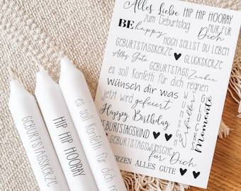 Candle tattoos with various motifs | Waterslide film | Decorating candles | Birthday | Children&#39;s birthday party