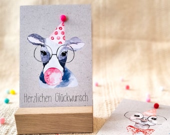 Greeting card Pompon | Congratulations | | Birthday Card DIN A6 | Cow Map