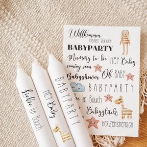 Kerzentattoos verschiedene Motive | Wasserschiebefolie | Kerzen dekorieren | Babyparty | Babyshower | Schwangerschaft