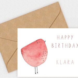 Glückwunschkarte | Geburtstagskarte | Personalisierbar | Aquarellkarte | Karte Huhn | Digitale Datei | Happy Birthday