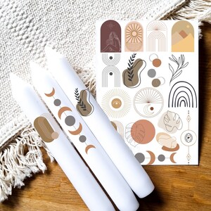 Boho | Candle tattoos various motifs | Water slide film | Decorating candles | Candle tattoo