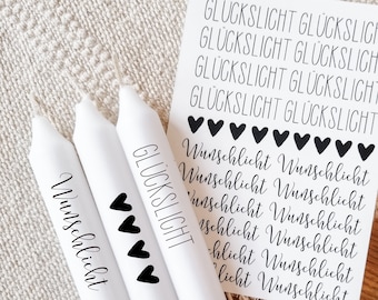 Candle tattoos various motifs | Water slide film | Decorating candles | Sayings | Lucky light | Favorite person | Wish light