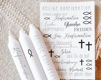 Candle tattoos different motifs | Water slide foil | Decorate candles | Confirmation | Communion | Baptism