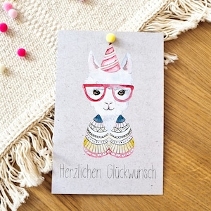Tarjeta de felicitación Pompon | Enhorabuena | tarjeta de cumpleaños | din A6 | Mapa de Alpaca