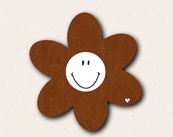 Iron-on patch | Flowers with heart | Leather look