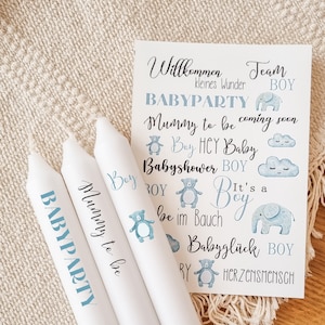 Tatuajes de velas con varios motivos | Película de tobogán de agua | Decorar velas | Fiesta de bienvenida al bebé | fiesta de bienvenida al bebé | embarazo