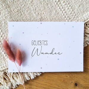 Karte mit zarten Pastellpunkten | Geliebtes Wunder | Karte zur Geburt | Affirmationskarte | DIN A6