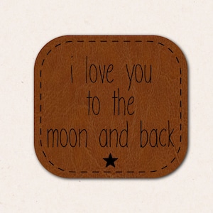 Bügelbild | I love you to the monn and back | Lederoptik