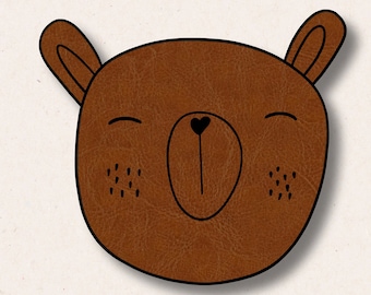 Iron-on patch | Bear | Leather look | Animal iron-on transfer