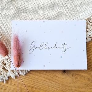 Kaart met delicate pastel stippen | Gouden schat | | bevestigingskaart DIN A6