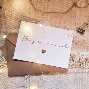 Karte mit goldenem Herz | Herzensmensch | Karte Liebe | Karte Valentinstag | DIN A6