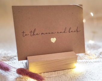 Map with golden heart | to the moon and back | Map Love | | Valentine's Day Map DIN A6