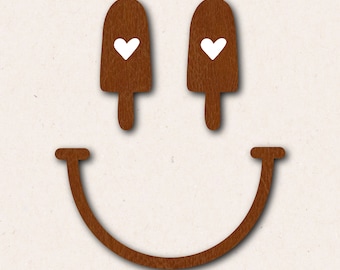 Iron-on patch | Ice Cream Smiley | Leather look