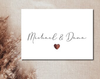 Map with golden heart | customizable with name | Map Love | | Valentine's Day Map | Wedding Card DIN A6