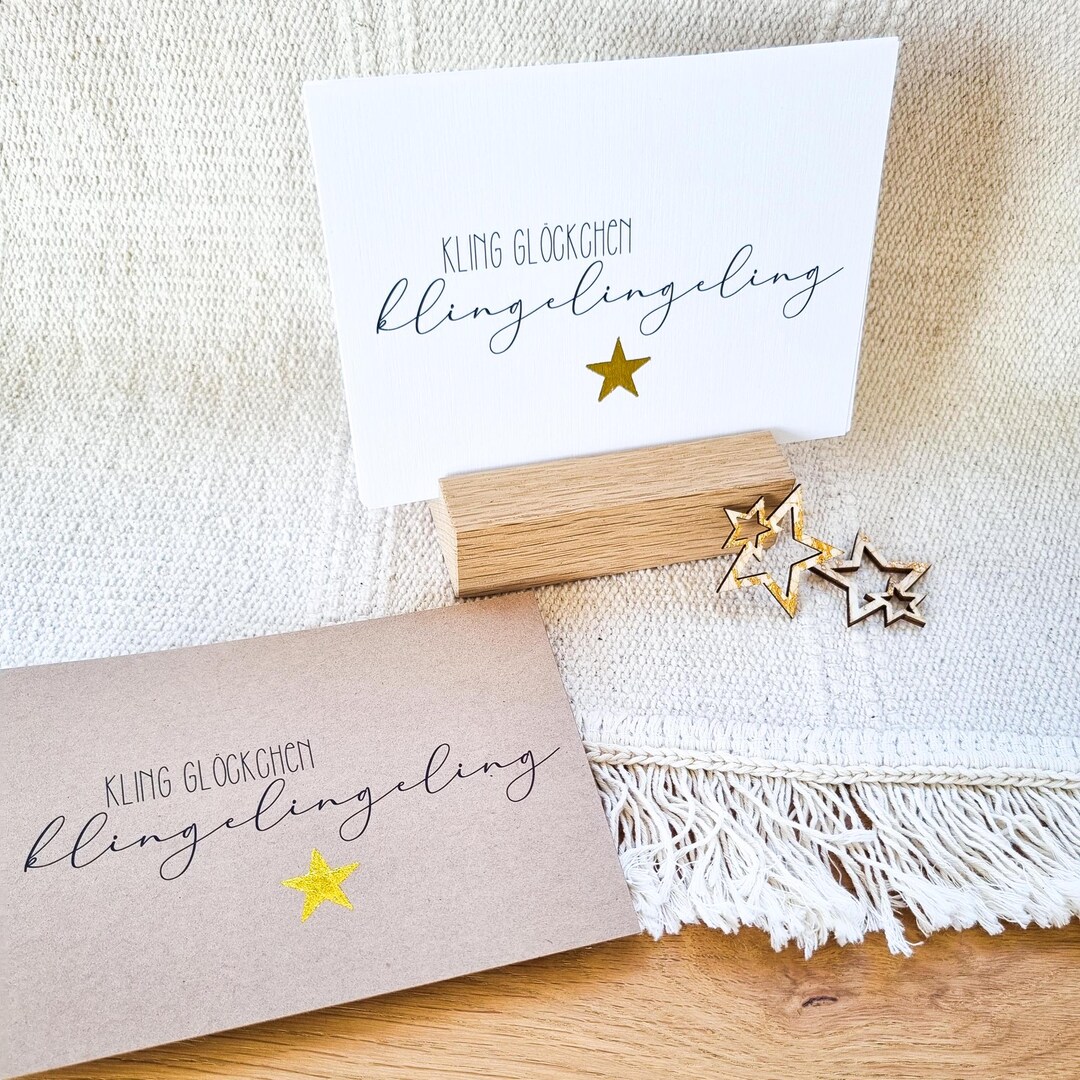 Ringing Bells, Ringing Bells Card With Golden Star Christmas Card ...
