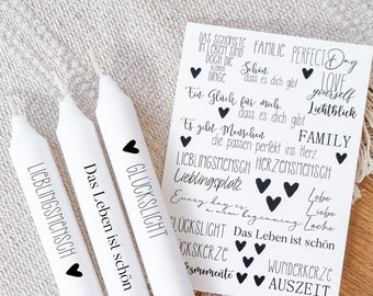 Candle tattoos various motifs | Water slide film | Decorating candles | Sayings