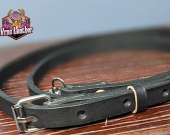 Personlig justerbar svart Latigo läderaxelrem 1,25 cm | Vrnc Leather