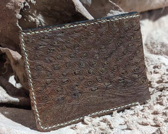 Cartera plegable de piel de avestruz / Cuero Vrnc