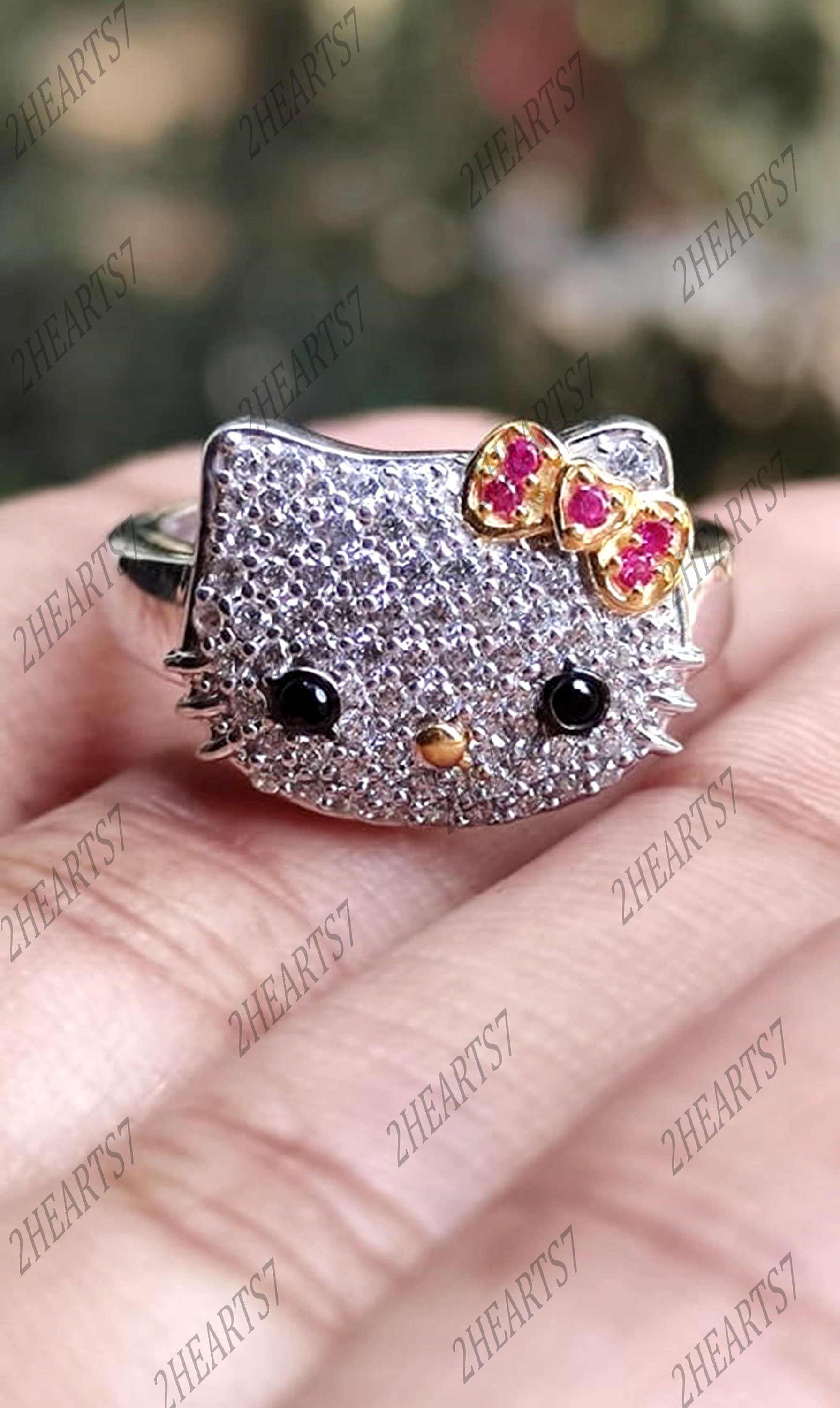 Hello Kitty and Daniel Heart Love Wedding Ring, Sanrio Jewelry, Hello