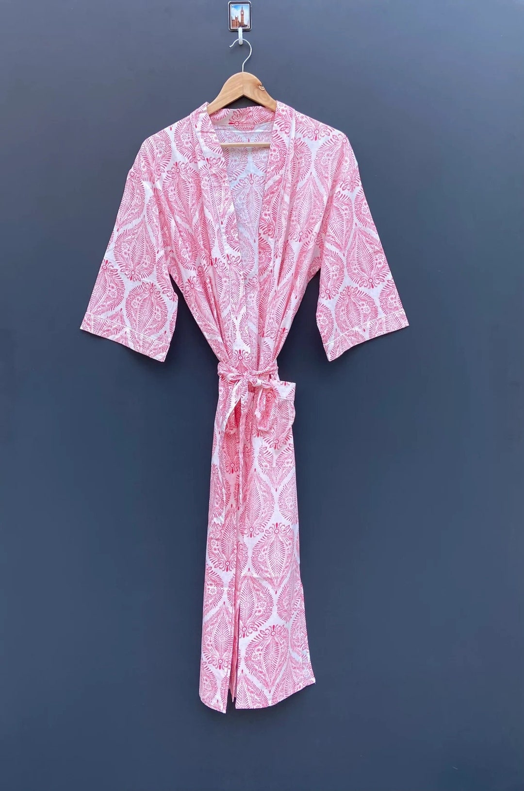 EXPRESS DELIVERY Hand Block Print Cotton Kimono Robes, Soft and