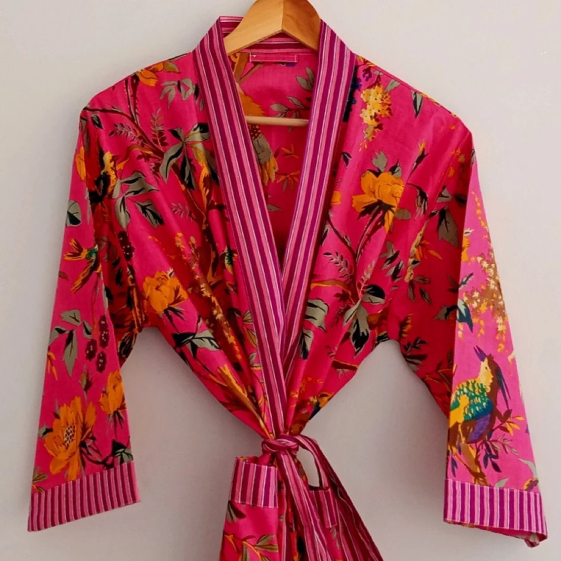 Cotton Kimono Robes Bird Print Kimono Soft and Comfortable Etsy