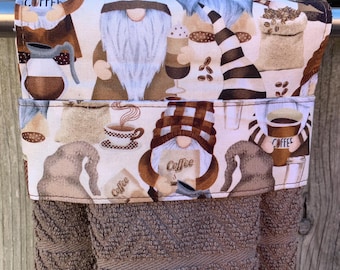 Serviette à suspendre Coffee Lovers, Sans bouton-pression, Sans boutons, Sans velcro, Sans attaches, Ne tombe pas, Essuie-mains pour la cuisine, Style passage, Facile d'entretien