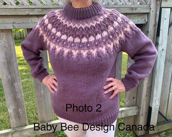 Nordic Woman's Sweater, Ladies Fair Isle Pullover, Circular Yoke, Hand Knit, New, Soft