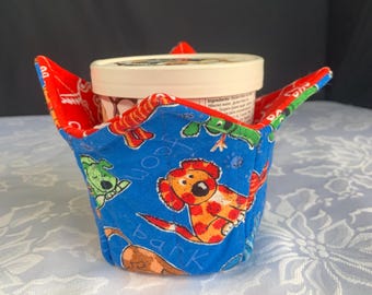Pint-Size Cozy, Ice Cream Tub Holder, Microwavable, Reversible Cozy, Dorm Essential, Reusable