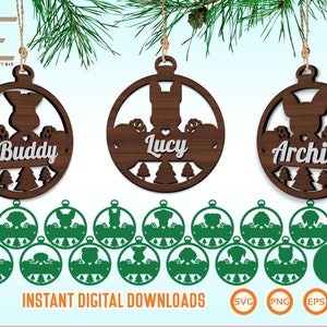 Dog Ornament Christmas SVG Bundle, Christmas Tree Hanging Ornaments Decor Cut files For Cricut, Silhouette, Laser cut, dxf, eps, png, svg