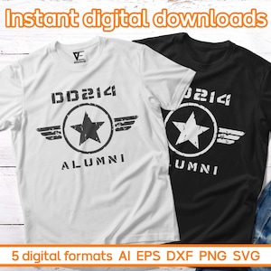 DD214 Alumni Veteran SVG, Veterano do Exército SVG, Dia dos Veteranos Designs Arquivos PNG vetoriais para Cricut, Silhueta, Corte a laser, Sublimação
