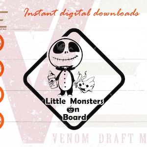 Monsters On Board Svg, Baby on Board Svg, Baby In Car Sign Svg Files For Cricut, Silhouette, Laser cut, Sublimation, dxf, eps, png, svg