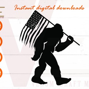 Bigfoot American Flag Svg, 4th Of July Svg, Grunge Flag Svg Pliki dla Cricut, Sylwetka, Cięcie laserowe, Sublimacja, dxf, eps, png, svg