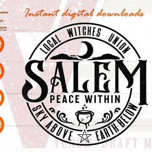 Lokale Witches Union SVG, Salem Witches SVG, Witchy SVG, Halloween Shirt Design Svg, Eps, Png, Dxf voor Cricut, Silhouet, Lasercut, Sublimatie