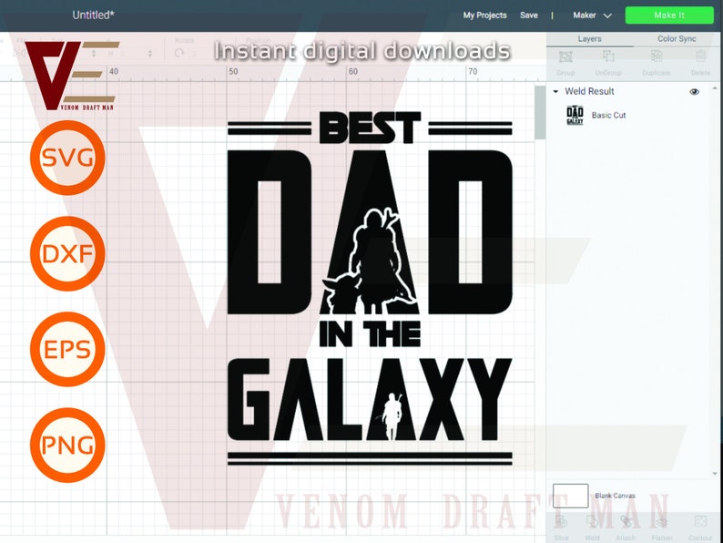 Best Dad In The Galaxy Svg, Father's Day SVG Files For Cricut, Silhouette, Laser cut, Sublimation, dxf, eps, png, svg image 2