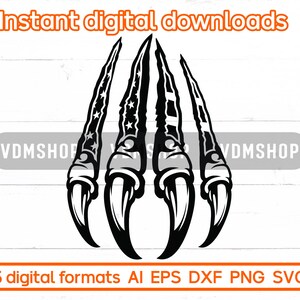 Usa Flag Claw Scratch SVG, Beast Defend 2nd Enmienda SVG, Diseño de impresión patriótica para máquinas de corte, Cricut, Silueta, Corte láser