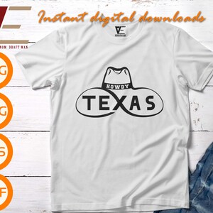 Howdy Texas Svg, Farmhouse Texas Svg, Cowboy Hat Svg, Fichiers Clipart pour Cricut, Silhouette, Découpe laser, Sublimation, dxf, eps, png, svg